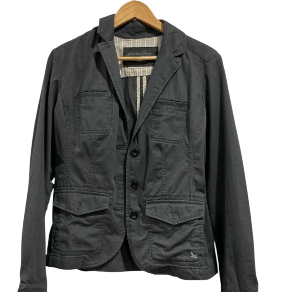 Eddie Bauer Women's Utility Jacket, Size 4, Charcoal Black Multi-Flap Pockets
